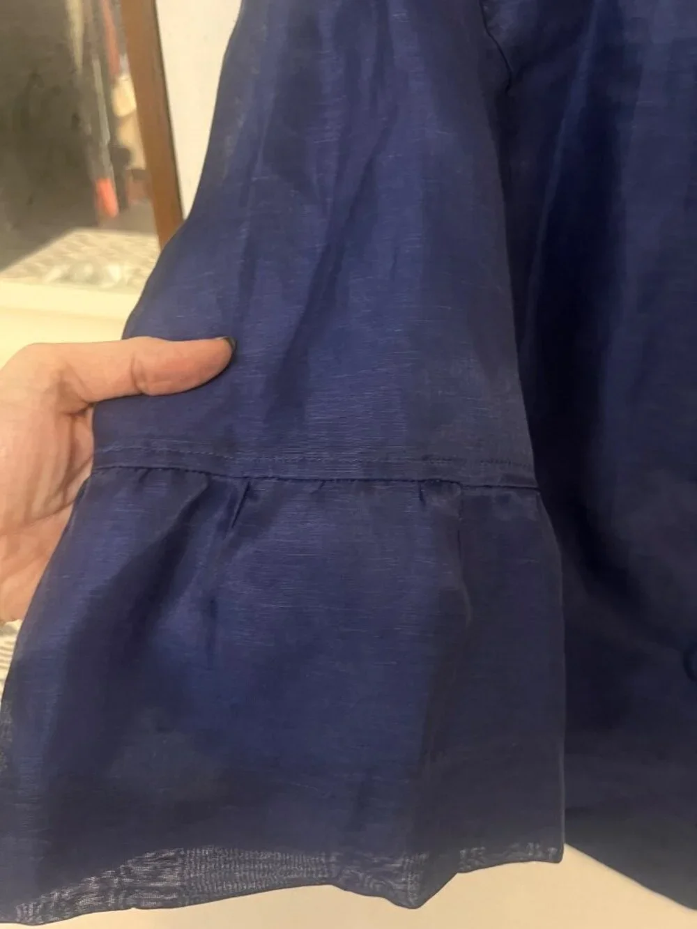 CHICO'S Women's Royal Blue Iridescent Linen Blend Blazer Chico's Size 2 L US 12